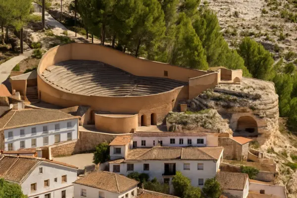 Plaza de toros de Alcalá del Júcar excavada en la roca