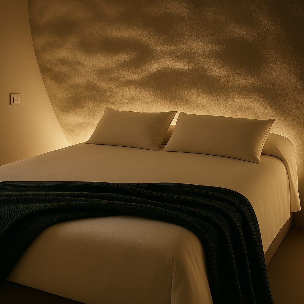 Dormitorio de matrimonio integrado en la roca de Kalea Junior