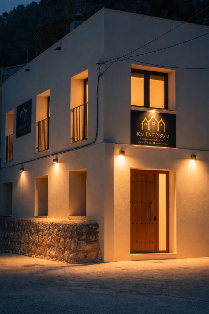 Imagen nocturna casa rural Alcalá del Júcar