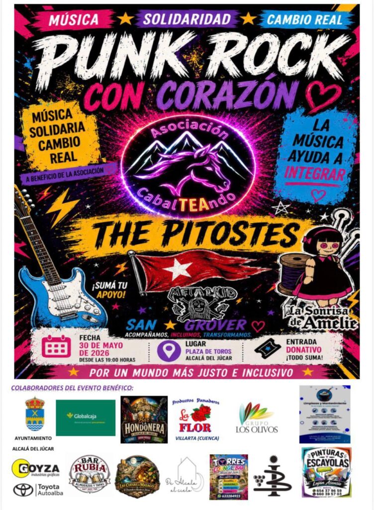Cartel promocional del evento Punk Rock con Corazón con bandas de punk rock y colaboradores solidarios